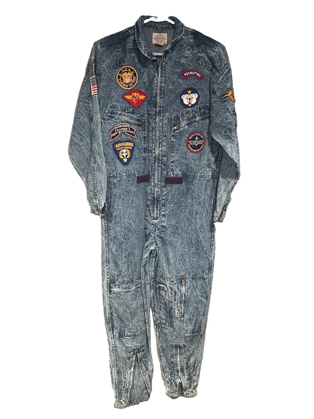 Vintage Chemin De Fer Jumpsuit Womens Size Small Denim Flight Suit 80 Halloween